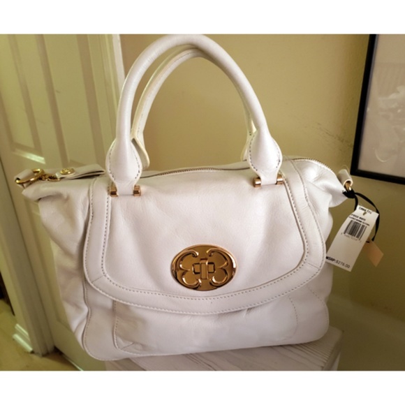 Emma Fox Handbags - Emma Fox White Leather Purse Medium Satchel NWT